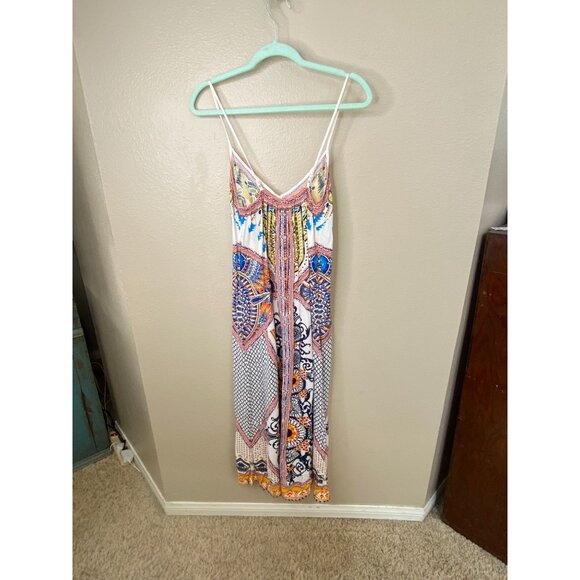 Jealous Tomato Boho Multicolor Printed Maxi Dress Small Spaghetti Straps Rayon - Picture 3 of 7